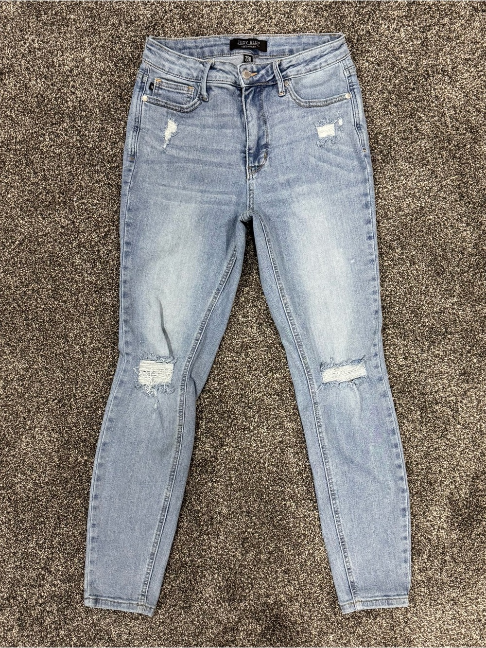 Judy Blue Jeans Women7/28 Mid Rise Tummy Control Skinny Distressed Light Wash